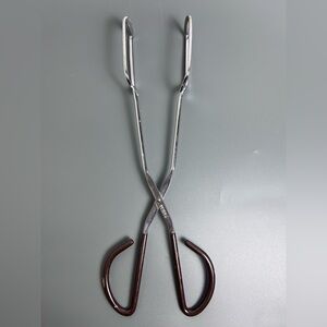 VTG Large 15” Scissor Style Kitchen Tongs Made in Taiwan Brown Handles